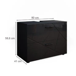 Waschbeckenunterschrank "Irma" Anthrazit Hochglanz 80 X 59 Cm Vicco -Vicco m4929 03 ol