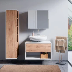 Badschrank "Kate" Weiß/Eiche 35 X 152 Cm Vicco -Vicco m4931 04 ol