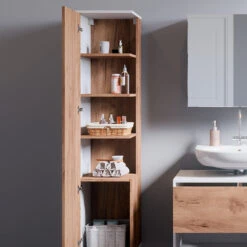 Badschrank "Kate" Weiß/Eiche 35 X 152 Cm Vicco -Vicco m4931 05 ol