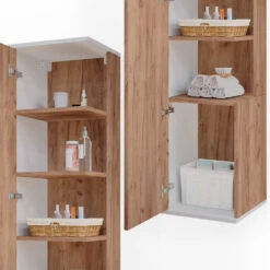 Badschrank "Kate" Weiß/Eiche 35 X 152 Cm Vicco -Vicco m4931 06 ol