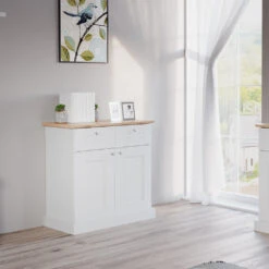 Sideboard "Bergamo" Weiß/Eiche 83 X 84 Cm Vicco -Vicco m4961 04 ol