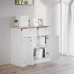 Sideboard "Bergamo" Weiß/Eiche 83 X 84 Cm Vicco -Vicco m4961 05 ol