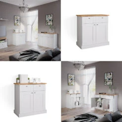 Sideboard "Bergamo" Weiß/Eiche 83 X 84 Cm Vicco -Vicco m4961 08 ol