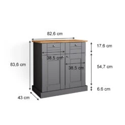 Kommode "Bergamo" 80cm Grau/Eiche Vicco -Vicco m4962 03 ol