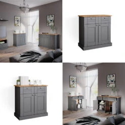 Kommode "Bergamo" 80cm Grau/Eiche Vicco -Vicco m4962 08 ol