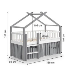 Hausbett "Adis" Grau/Weiß 80x160 Cm Mit Matratze Vitalispa 11 Hausbett "Adis" Grau/Weiß 80x160 Cm Mit Matratze Vitalispa -Vicco m4981 03 new ol