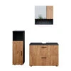 Badmöbel Set "Irma" Anthrazit/Eiche 3 Teile, Mit Midischrank Vicco