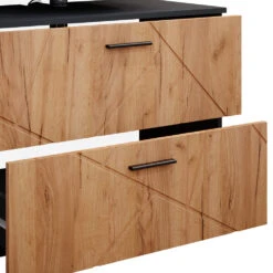 Badmöbel Set "Irma" Anthrazit/Eiche 3 Teile, Mit Midischrank Vicco -Vicco m4988 06 ol