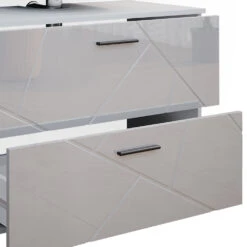 Badmöbel Set "Irma" Weiß Hochglanz 4 Teile, Mit Schubladenschrank Und Midischrank Vicco -Vicco m4993 06 ol