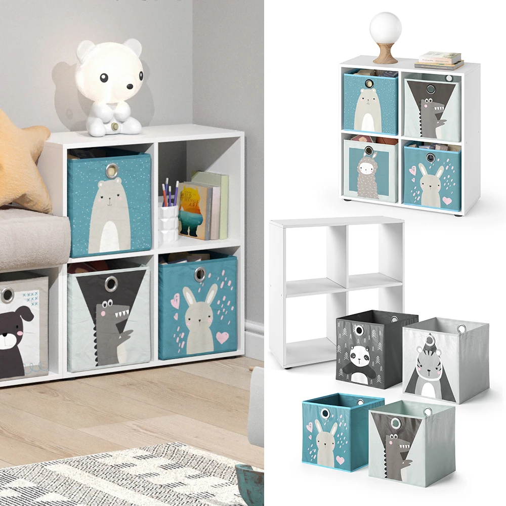 Kinderregal "Tetra" Weiß 72 X 72.6 Cm Mit 4 Faltboxen Vicco 4 Kinderregal "Tetra" Weiß 72 X 72.6 Cm Mit 4 Faltboxen Vicco – Bild 2