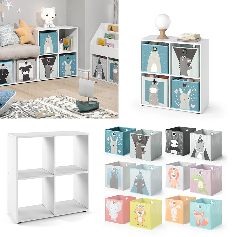 Kinderregal "Tetra" Weiß 72 X 72.6 Cm Mit 4 Faltboxen Vicco 10 Kinderregal "Tetra" Weiß 72 X 72.6 Cm Mit 4 Faltboxen Vicco – Bild 8