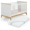 Babybett "Malia" Weiß/Eiche 80x140 Cm Mit Matratze Vitalispa -Vicco m5007 01 mat ol