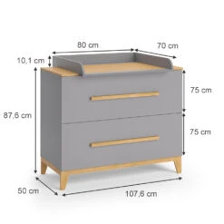 Wickelkommode "Malia" Grau/Eiche 108 X 98 Cm Vitalispa -Vicco m5011 03 ol