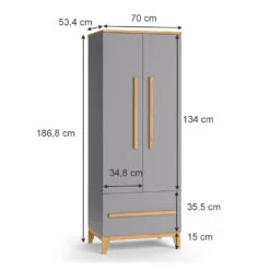 Kinderkleiderschrank "Malia" Grau/Eiche 70 X 187 Cm Vitalispa -Vicco m5014 03 ol