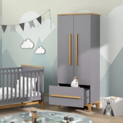 Kinderkleiderschrank "Malia" Grau/Eiche 70 X 187 Cm Vitalispa -Vicco m5014 04 ol