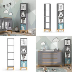 Kinderregal "Malia" Grau/Eiche 35.2 X 159.5 Cm Vicco 17 Kinderregal "Malia" Grau/Eiche 35.2 X 159.5 Cm Vicco -Vicco m5016 08 ol