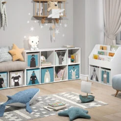 Kinderregal "Scutum" Weiß 143 X 72.6 Cm Mit 8 Faltboxen Vicco -Vicco m501 f 04 ol