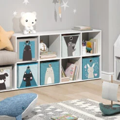 Kinderregal "Scutum" Weiß 143 X 72.6 Cm Mit 8 Faltboxen Vicco -Vicco m501 f 05 ol