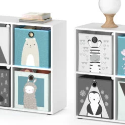 Kinderregal "Scutum" Weiß 143 X 72.6 Cm Mit 8 Faltboxen Vicco -Vicco m501 f 06 ol