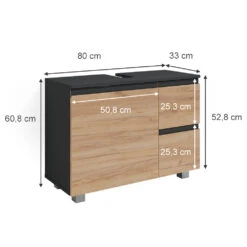 Waschbeckenunterschrank "J-Shape" Anthrazit/Eiche 80 X 61 Cm Vicco 11 Waschbeckenunterschrank "J-Shape" Anthrazit/Eiche 80 X 61 Cm Vicco -Vicco m5024 03 ol