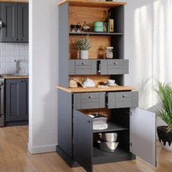 Hochschrank "Bergamo" Grau/Eiche 80 Cm Vicco -Vicco m5030 05 ol