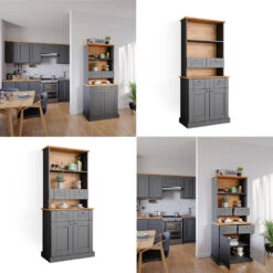 Hochschrank "Bergamo" Grau/Eiche 80 Cm Vicco -Vicco m5030 08 ol