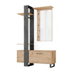 Garderobe "Porto" Artisan-Eiche/Schwarz 120 X 192 Cm Vicco