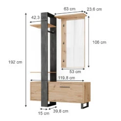 Garderobe "Porto" Artisan-Eiche/Schwarz 120 X 192 Cm Vicco -Vicco m5031 03 ol
