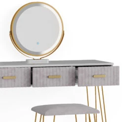 Schminktisch "Layla" Grau/Weiß 100 Cm Mit LED Beleuchtung Und Hocker Vicco 15 Schminktisch "Layla" Grau/Weiß 100 Cm Mit LED Beleuchtung Und Hocker Vicco -Vicco m5033 06 ol