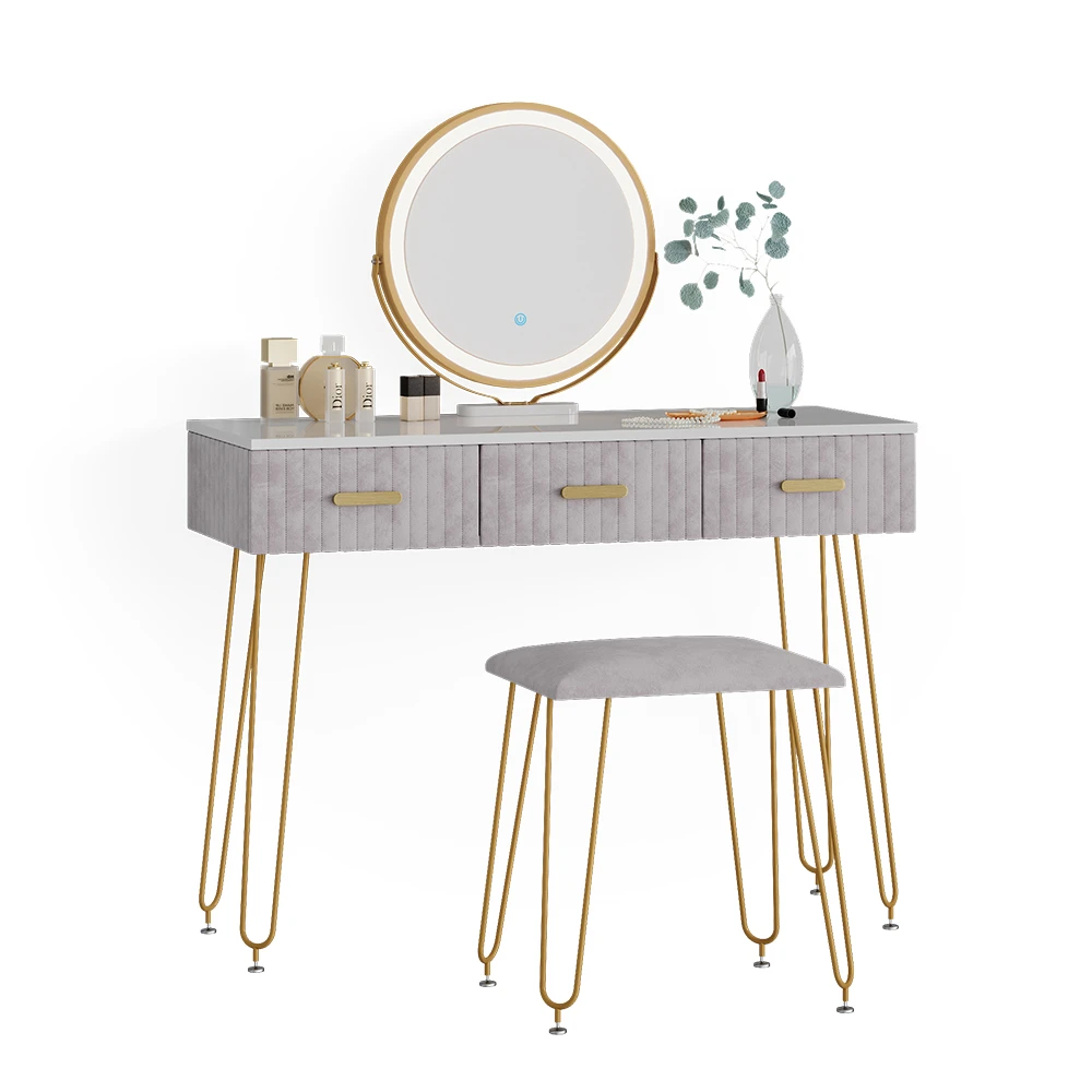 Schminktisch "Layla" Grau/Weiß 100 Cm Mit LED Beleuchtung Und Hocker Vicco 9 Schminktisch "Layla" Grau/Weiß 100 Cm Mit LED Beleuchtung Und Hocker Vicco – Bild 7