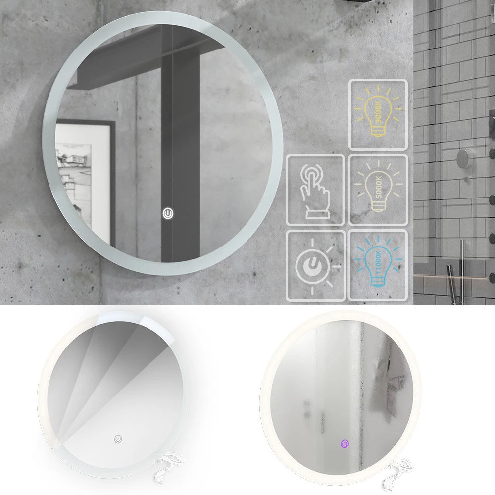 Badezimmerspiegel Weiß 60 X 60 Cm Rund Vicco 4 Badezimmerspiegel Weiß 60 X 60 Cm Rund Vicco – Bild 2