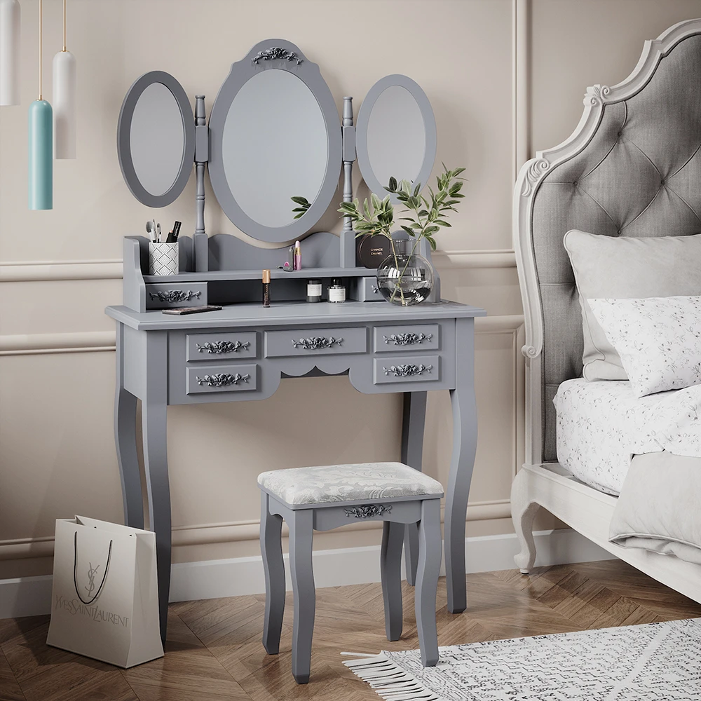 Schminktisch "Diana" Grau 85 Cm Mit Hocker Vicco 6 Schminktisch "Diana" Grau 85 Cm Mit Hocker Vicco – Bild 4