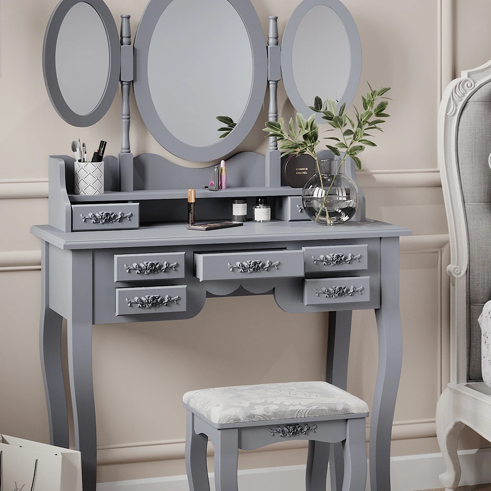 Schminktisch "Diana" Grau 85 Cm Mit Hocker Vicco 7 Schminktisch "Diana" Grau 85 Cm Mit Hocker Vicco – Bild 5