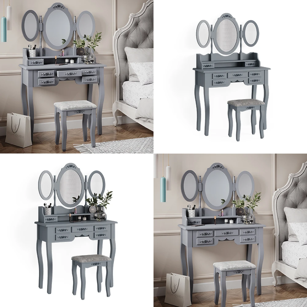 Schminktisch "Diana" Grau 85 Cm Mit Hocker Vicco 10 Schminktisch "Diana" Grau 85 Cm Mit Hocker Vicco – Bild 8