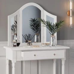 Schminktisch "Kate" Weiß 80 Cm Mit LED Beleuchtung Und Hocker Vicco -Vicco m5059 05 ol