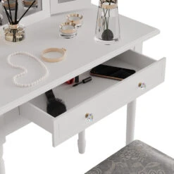 Schminktisch "Kate" Weiß 80 Cm Mit LED Beleuchtung Und Hocker Vicco -Vicco m5059 06 ol