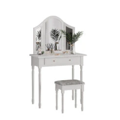 Schminktisch "Kate" Weiß 80 Cm Mit LED Beleuchtung Und Hocker Vicco -Vicco m5059 07 ol