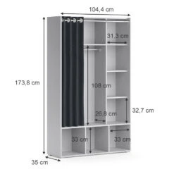 Kinderkleiderschrank "Luigi" Grau 104.4 X 173.8 Cm Vicco -Vicco m5151 03 ol