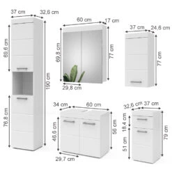 Badmöbel Set "Luna" Weiß 5 Teile Vicco -Vicco m5156 03 ol