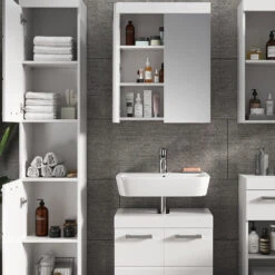 Badmöbel Set "Luna" Weiß 5 Teile Vicco -Vicco m5156 05 ol