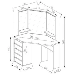 Eckschminktisch "Arielle" Schwarz 110 Cm Vicco 11 Eckschminktisch "Arielle" Schwarz 110 Cm Vicco -Vicco m5161 03 ol