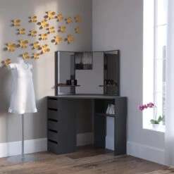 Eckschminktisch "Arielle" Schwarz 110 Cm Vicco 12 Eckschminktisch "Arielle" Schwarz 110 Cm Vicco -Vicco m5161 04 ol