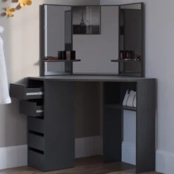 Eckschminktisch "Arielle" Schwarz 110 Cm Vicco 13 Eckschminktisch "Arielle" Schwarz 110 Cm Vicco -Vicco m5161 05 ol