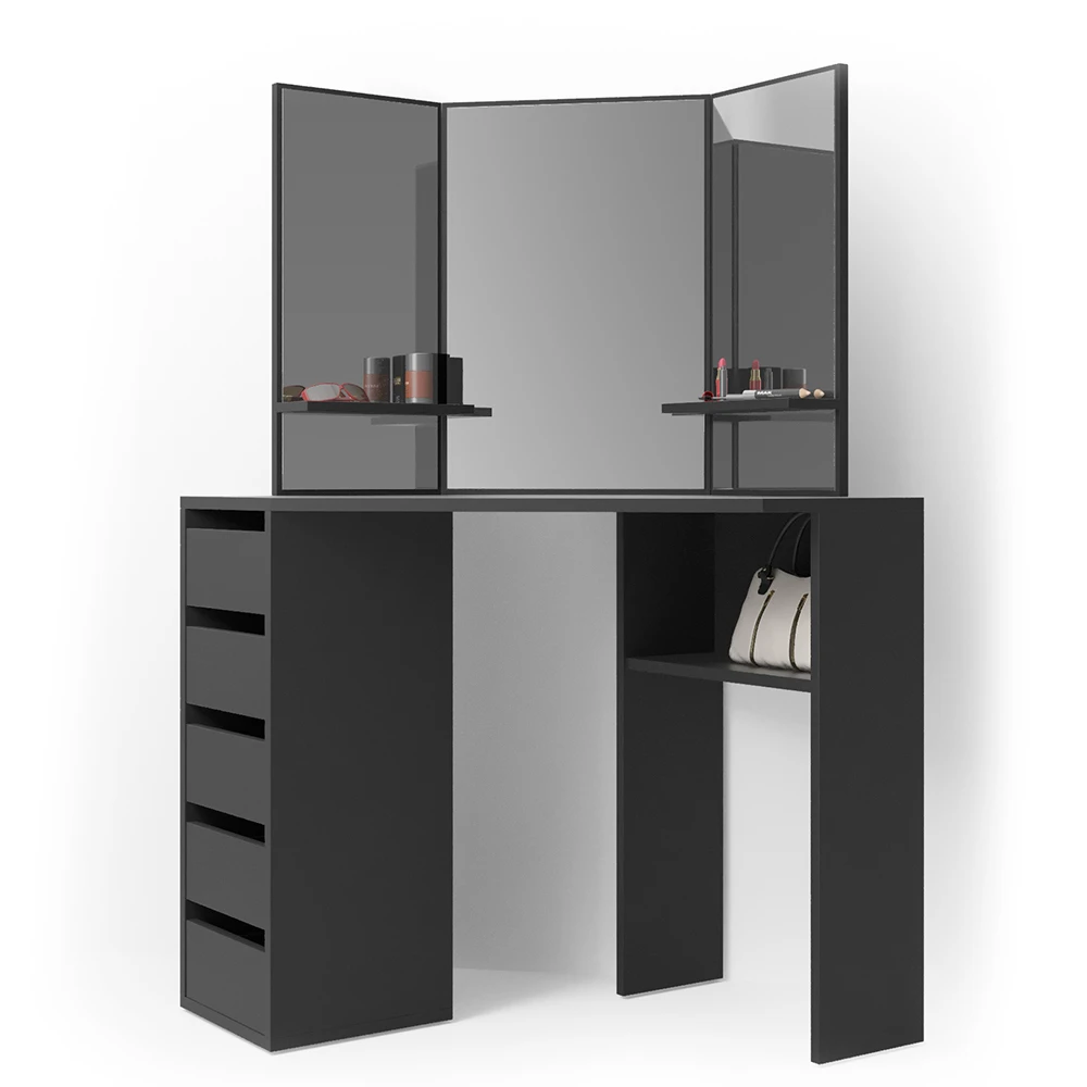 Eckschminktisch "Arielle" Schwarz 110 Cm Vicco 8 Eckschminktisch "Arielle" Schwarz 110 Cm Vicco – Bild 6