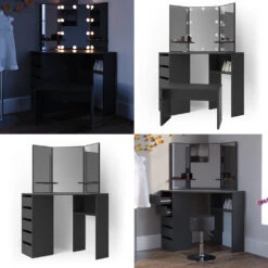 Eckschminktisch "Arielle" Schwarz 110 Cm Vicco 15 Eckschminktisch "Arielle" Schwarz 110 Cm Vicco -Vicco m5161 08 ol