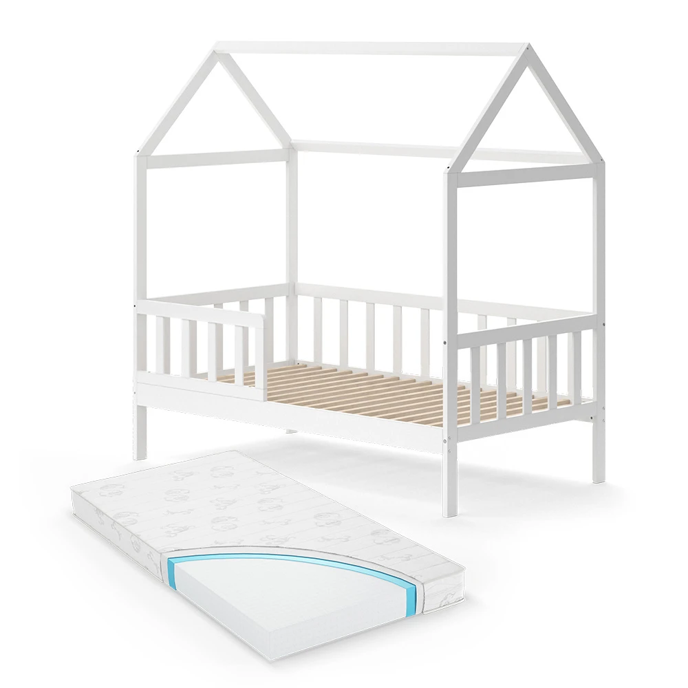 Hausbett "Skandi" Weiß 167 X 87 Cm Mit Matratze Vitalispa 3 Hausbett "Skandi" Weiß 167 X 87 Cm Mit Matratze Vitalispa