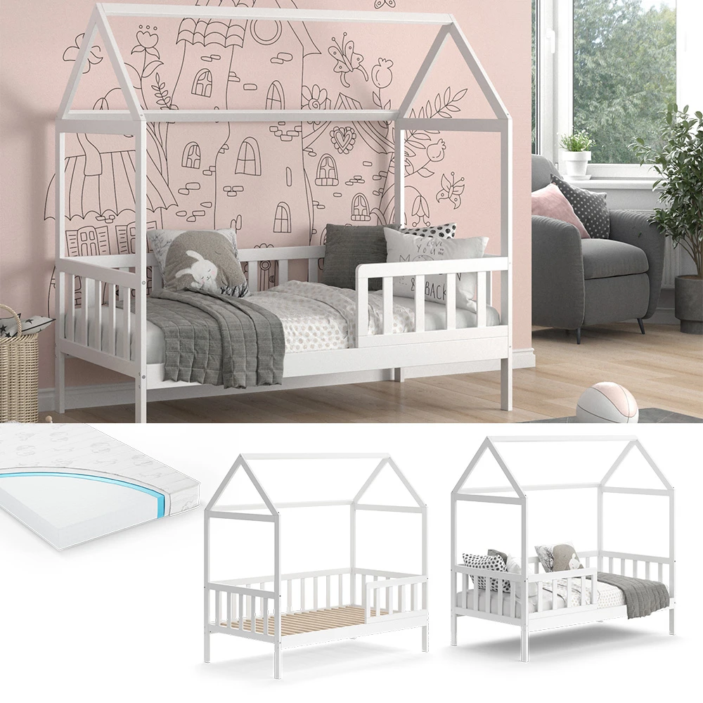 Hausbett "Skandi" Weiß 167 X 87 Cm Mit Matratze Vitalispa 4 Hausbett "Skandi" Weiß 167 X 87 Cm Mit Matratze Vitalispa – Bild 2