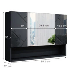 Bad Spiegelschrank "Irma" Anthrazit Hochglanz 80 X 55 Cm Vicco -Vicco m5204 03 ol