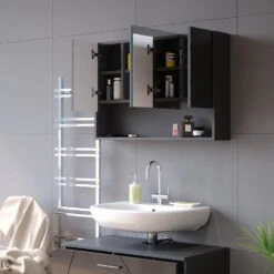 Bad Spiegelschrank "Irma" Anthrazit Hochglanz 80 X 55 Cm Vicco -Vicco m5204 05 ol