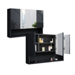 Bad Spiegelschrank "Irma" Anthrazit Hochglanz 80 X 55 Cm Vicco -Vicco m5204 07 ol